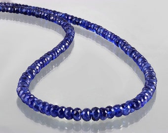 AAA Top Quality Blue Sapphire Necklace, Faceted Roundel Natural Blue Sapphire Stone Beads Necklace, Stone Sapphire Beads Necklace,
