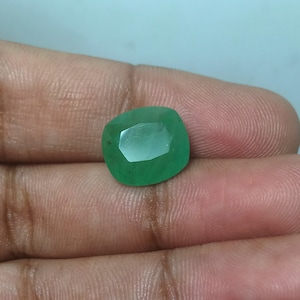 6.90 Carat Emerald Zambian Emerald Stone Cushion Shape Emerald Gemstone Faceted Cushion Stone Ring Size Emerald Gemstone &quot;