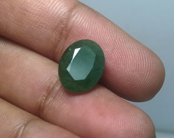 Cts 5.70 stone emerald Loose Emerald Gemstone Oval Faceted Zambian Emerald Stone, Ring Size Emerald Handmade emerald Gemstone "