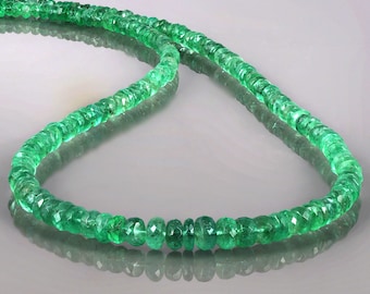 100%Natural Zambian Emerald Necklace / EMERALD BEADS NECKLACE / Green Emerald Stone Necklace Beaded Emerald 925 Sterling Silver Gifted