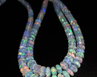 Ethiopian Opal Stone Beads, Strand Opal Beads Fire Opal Beads Ethiopian Opal Stone Beads Faceted Roundel Opal Stone Beads Multi Fire Opal