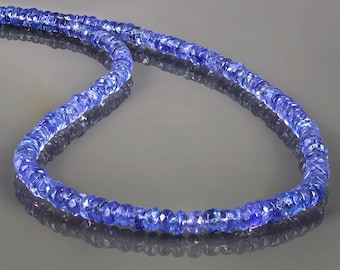 100%Natural Tanzanite Stone Necklace - Faceted Roundel Tanzanite Beads Stone , Tanzanite Beads Necklace Tanzanite Stone Jewelry ,