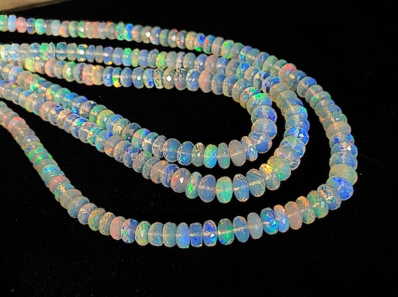 Ethiopian Opal Stone Beads, Strand Opal Beads Fire Opal Beads Ethiopian Opal Stone Beads Faceted Roundel Opal Stone Beads Multi Fire Opal