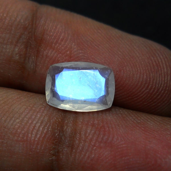 Super Beautiful AAA Top Quality Rainbow Moonstone Gemstone, 100%Natural Rainbow Moonstone Faceted Cushion Gemstone Making Jewelry "