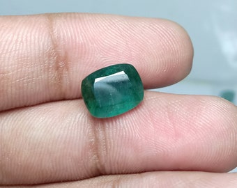 Top Quality Emerald Stone, Gemstone Emerald Faceted Emerald Stone Zambian Emerald Cushion Making Jewelry Zambian Emerald Gemstone "