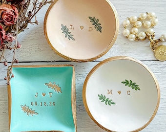 Personalized Ring Dish: Wedding Date and Initials, Engagement Ring Holder, Custom Wedding Gift, Engagement Gift Ring Dish, Anniversary Gift