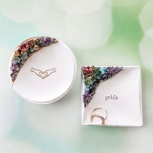 Personalized Jewelry Dish / Rainbow Pride Gift / Rainbow Baby Gift / Engagement Gift / Pride Wedding Gift for Couple / LGBTQ Gift Ring Dish image 1