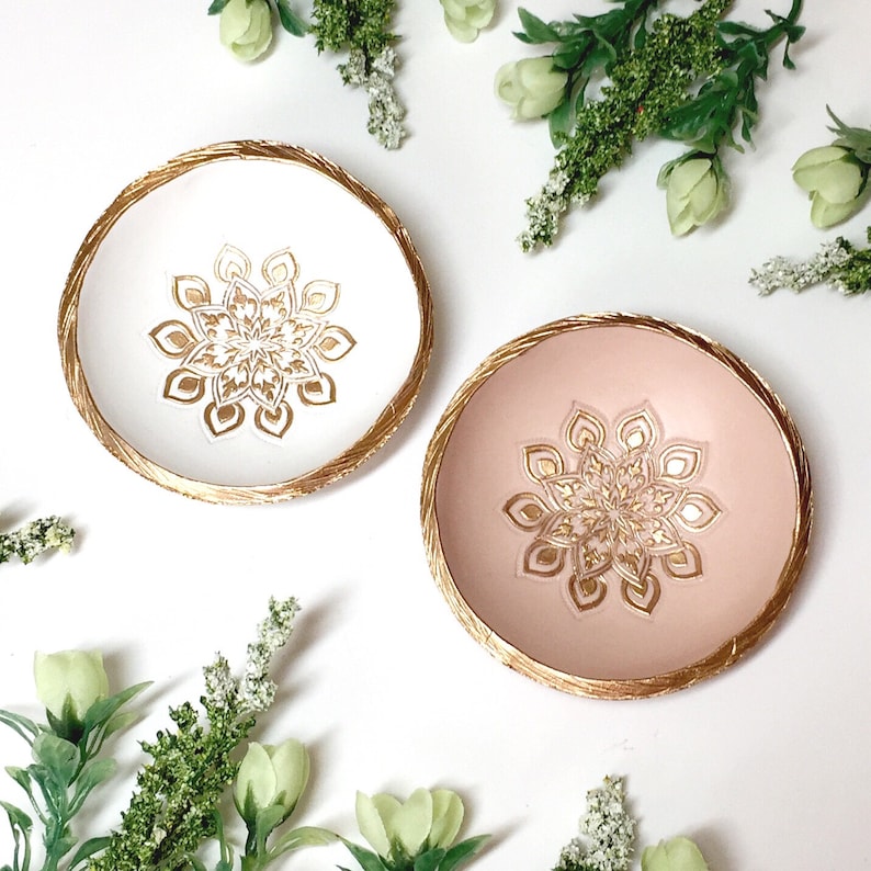 Mandala Ring Dish / Personalized Ring Dish / Gifts for Her / Bridesmaids Gift / Personalized Jewelry Dish / Engagement Gift / Wedding Gift image 2