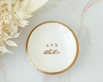 Personalized Ring Dish / Mountain Jewelry Dish / Engagement Gift for Her / Wedding Gift / Date and Initials / Personalized Gift for Couple