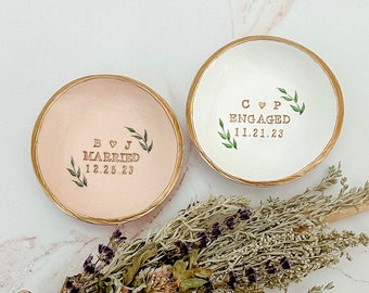 Personalized Engagement Gift for Bride / Personalized Wedding Gift Keepsake / Personalized Gift Ring Dish / Date and Initials Jewelry Dish