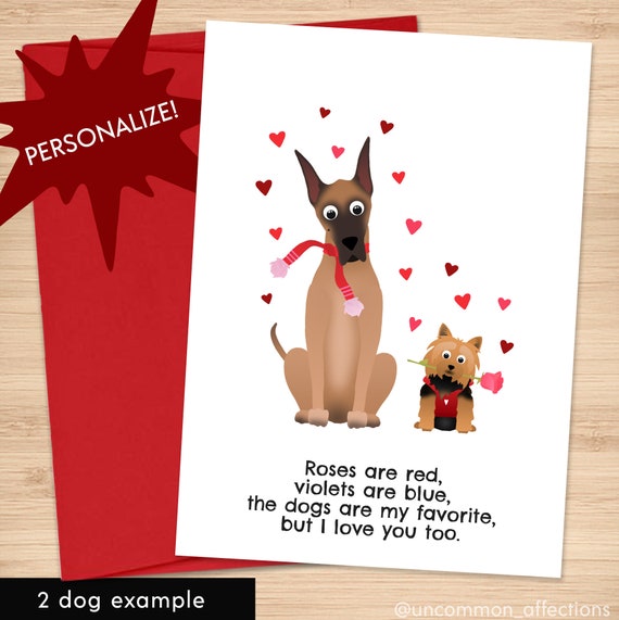 Valentine Dog Funny Valentine's Poem Personalized Valentine Card Valentine's  Day Gift Dog Mom Dog Dad Love Dog More - Etsy