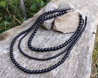 Collier simple en shungite pour homme, amulette de protection, collier de perles noires pour enfant, collier pour garçon, ras-de-cou de perles pour homme, collier bohème, cadeau idéal pour homme