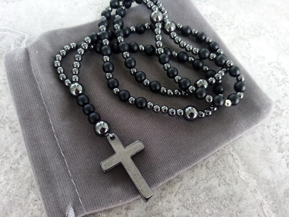 Regalo di San Valentino uomo Collana rosario uomo Shungite Rosario  cattolico con pietre preziose per uomo Rosario nero uomo Rosario comunione  Rosario ematite -  Italia