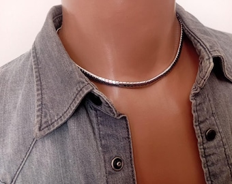 Collier en hématite argentée, collier anti-anxiété, collier simple pour homme, collier ras du cou en pierre précieuse, bijoux minimalistes, cadeau pour homme, cadeau pour père