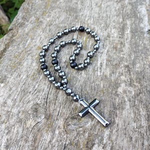 Hematiite anglican rosary Anglican prayer beads Gemstone Protection jewelry Devotional Aid for Episcopal, Protestant, Christian Prayer