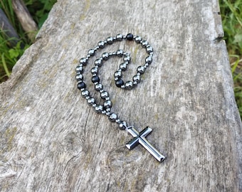 Chapelet anglican en hématite, perles de prière anglicanes, bijoux de protection en pierre précieuse, outil de dévotion pour la prière épiscopalienne, protestante et chrétienne