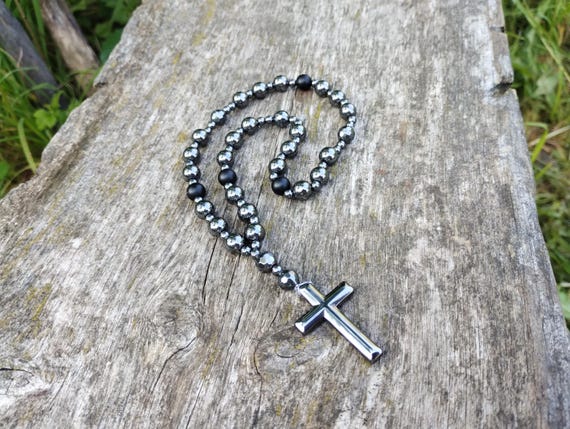Hematiite anglican rosary Anglican prayer beads Gemstone Protection jewelry  Devotional Aid for Episcopal, Protestant, Christian Prayer