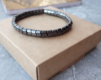 Herren Hämatit Armband 8 mm Hämatit Heilschmuck Stretch Stein Herren Schmuck Herren Perlenarmband Grau Armband Für Ihn Geburtstagsgeschenk Männer