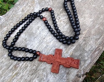 Chapelet de prière orthodoxe, chapelet anglican, chapelet orthodoxe, perles de shungite de 8 mm, Chotki, Komboskini, cadeau de bijoux orthodoxes