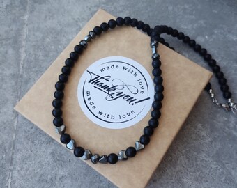 Cadeau pour la fête des mères : Collier cœur, Collier amour, Collier en shungite noire, Bijou cœur, Bijou pour une relation amoureuse future, Cadeau pour une relation à distance
