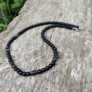 Men&#39;s Onyx Necklace, Black necklace for men, Black choker men, Beaded Men&#39;s Jewelry, Best Boyfriend Gift, Husband Gift, Dad Gift Stone