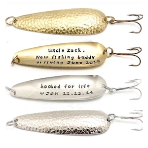 Hand Stamped Fishing Lure: Personalized Anniversary, Engagement Gift