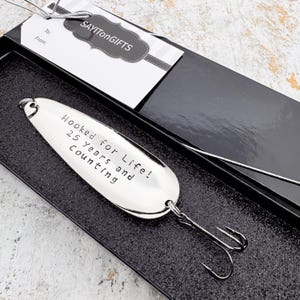 Personalized Anniversary Lure • Silver Gift • Hooked for Life Keepsake • Custom Years Fishing Lure