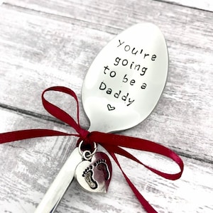 You're going to be a daddy hand stamped spoon pregnancy announcement and pregnancy reveal grandma to be aunt to be uncle to be ... image 2
