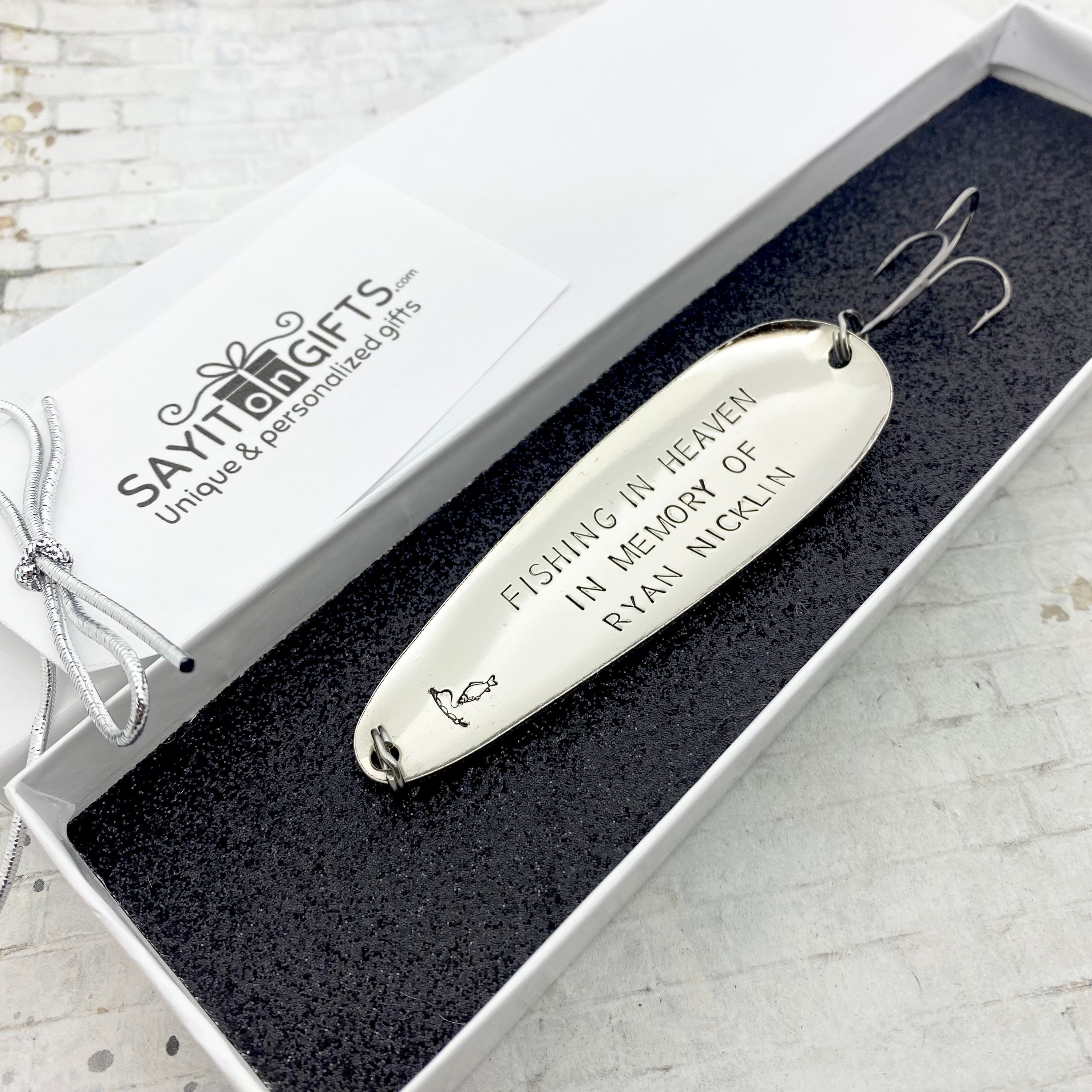 Fishing in Heaven Hand Stamped Commemorative Gift, Personalized