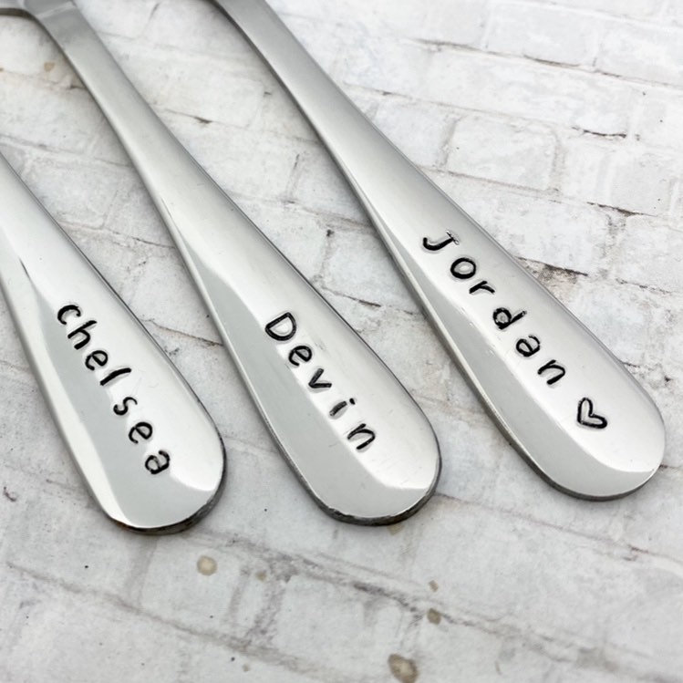 Personalized hand stamped spoons name spoons personalised Etsy