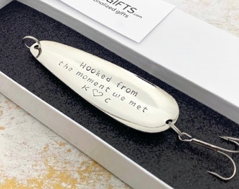 Hooked from the moment we met fishing lure - wedding gift from bride to groom • anniversary gift from husband to wife • can be personalized