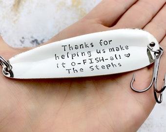 Thanks for... Customizable hand stamped thank you lure for a wedding member or a person who made this day possible