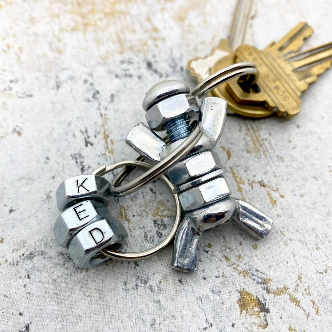 Nuts and Bolts Keychain can Be Personalized Fun Gift for Grandpas