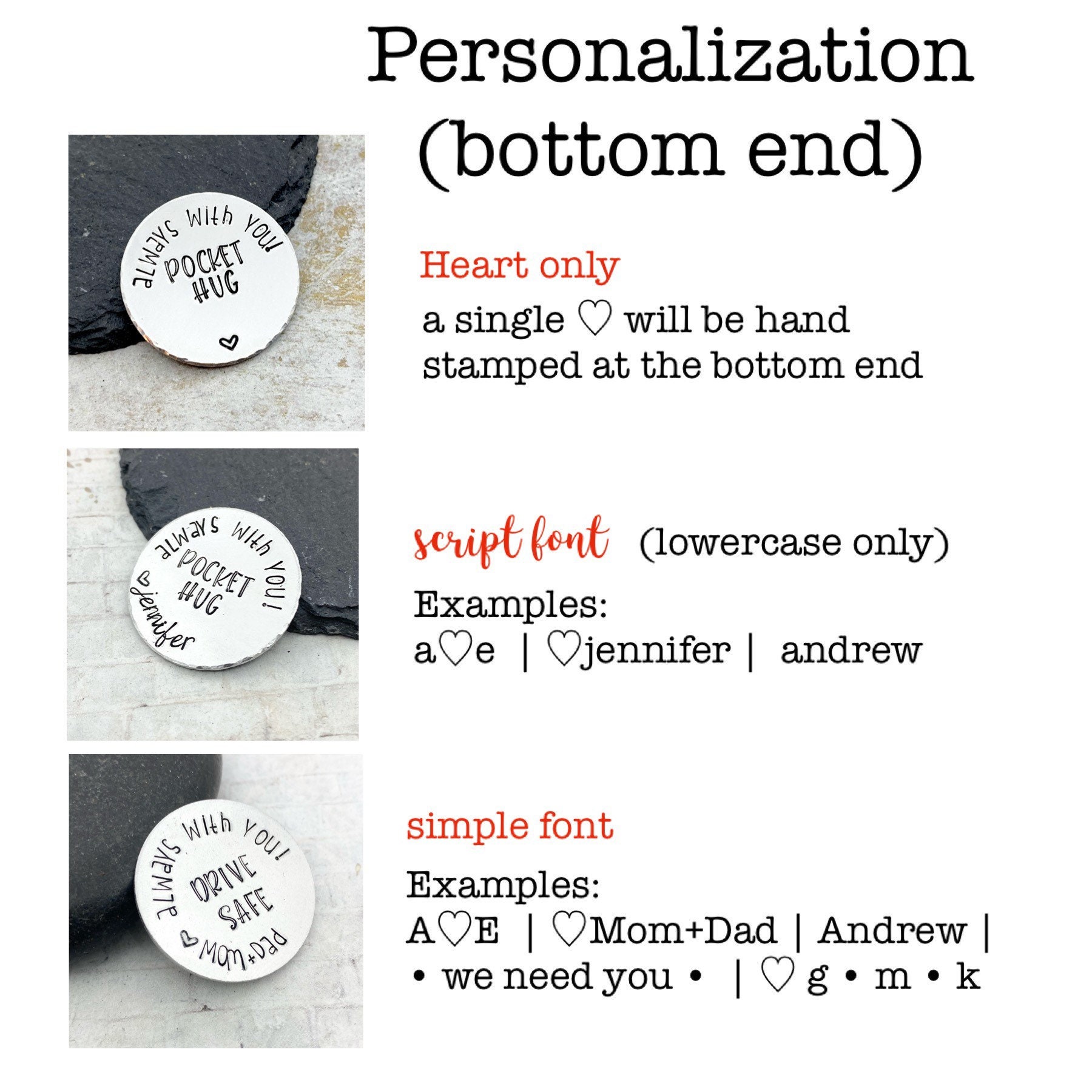 Personalized Pocket Hug Token Custom Pocket Hug Coin Long Etsy