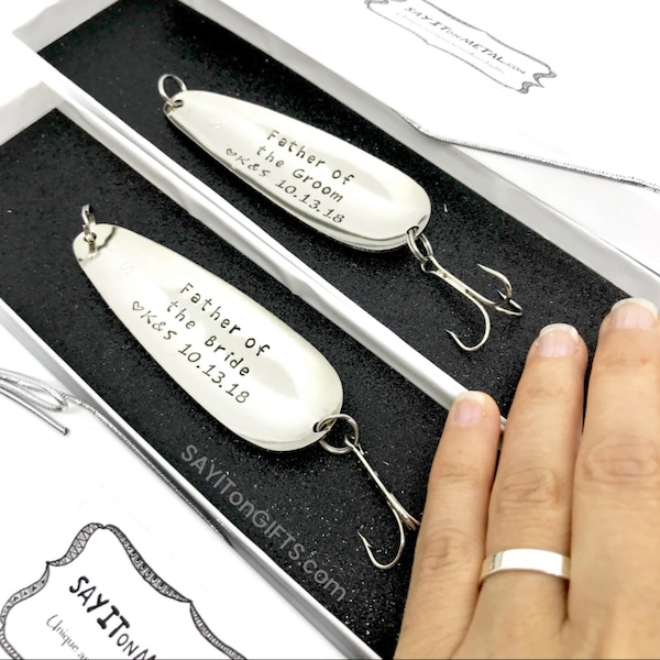 Unique and Personalized hand stamped lure for the wedding party: groomsmen father in law father of the bride father of the groom best man