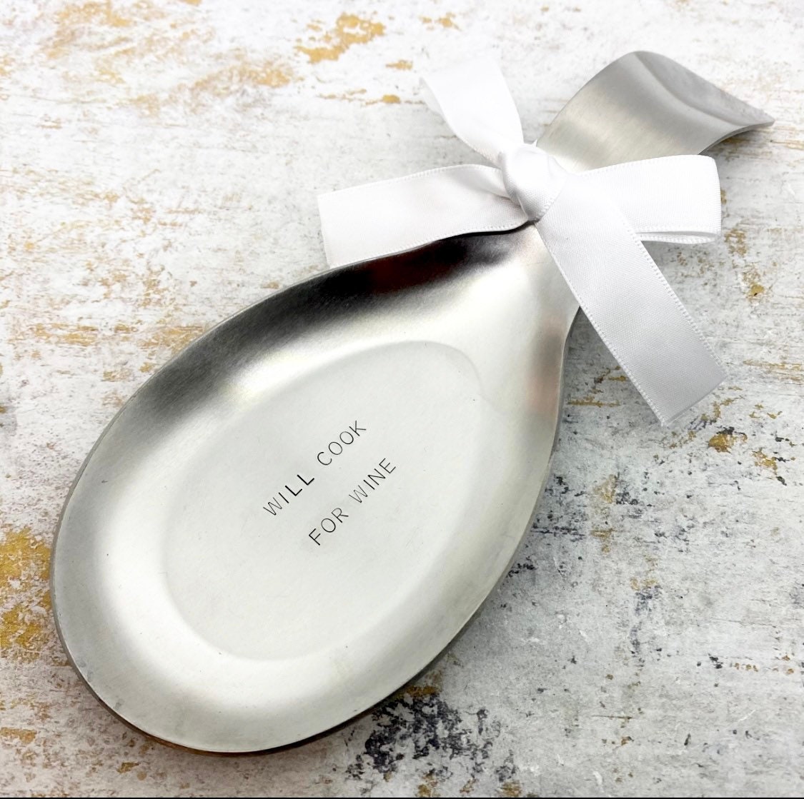 Custom Hand Stamped Metal Spoon Rest With a Fun Custom Spoon Etsy Canada