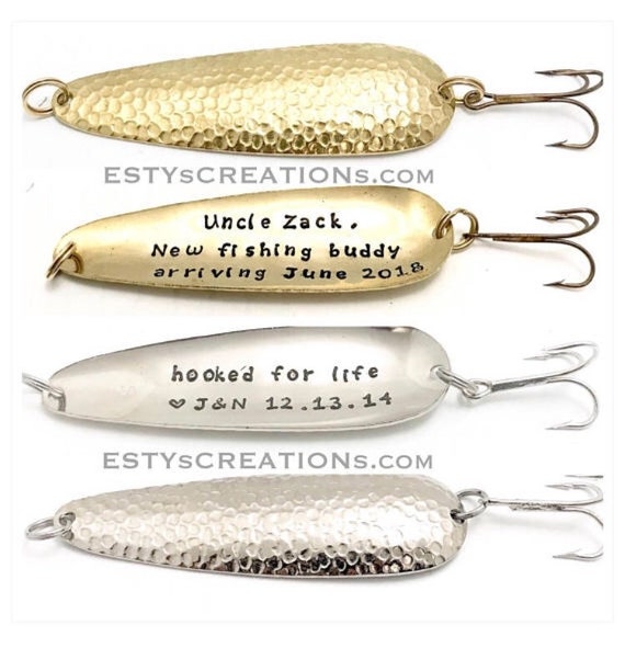 Custom Hand Stamped Fishing Lure Boyfriend Valentines Gift, Fiance