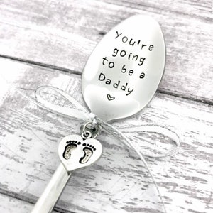 You're going to be a daddy hand stamped spoon pregnancy announcement and pregnancy reveal grandma to be aunt to be uncle to be ... image 7