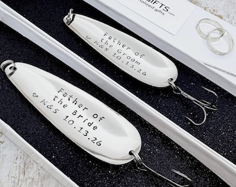 Personalized Father of the Bride Gift, Hand Stamped Fishing Lure Keepsake for Father of Groom