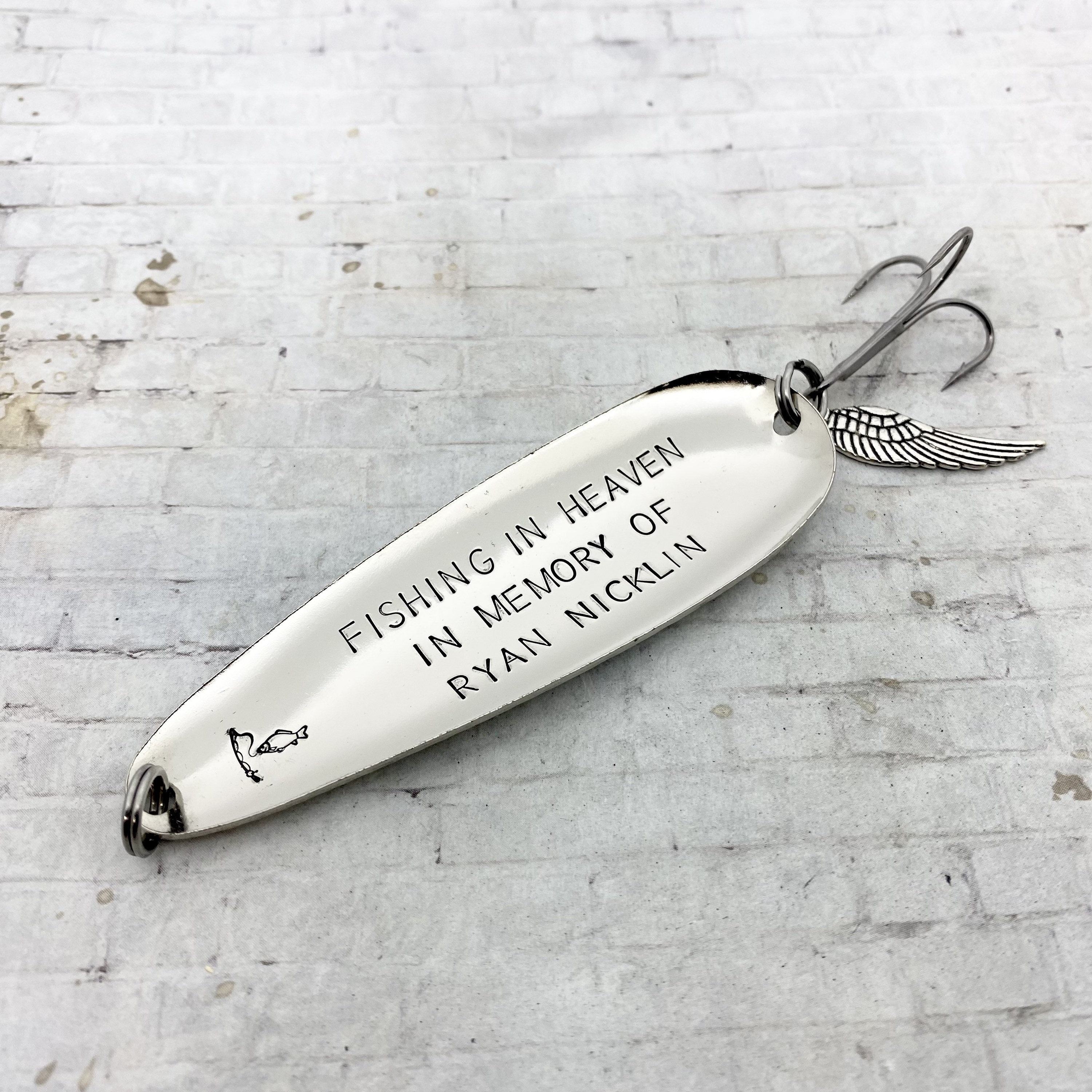 Fishing in Heaven Hand Stamped Commemorative Gift, Personalized