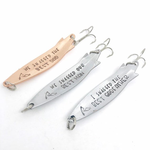 Snagged the Best Handstamped Fishing Lure Godfather Gift Bonus Dad Gift  Best Man Gift Ring Bearer Gift  