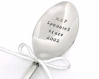 Wedding Anniversary spoon hand stamped spoon parents anniversary grandparents anniversary gift for husband gift for wife spooning since