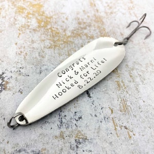 Congrats - Hooked for life • a wedding day gift for the bride and groom • an engagement gift for a couple • a gift for the groom to be