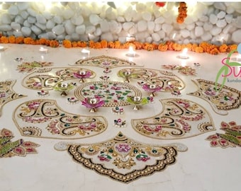 Multicolor Flower rangoli for floor decoration