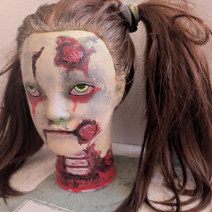 Halloween Decorations Zombie Girl Head #2
