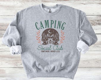 Camping Social Club Camp More, Worry Less Sweater for Camping Outdoor Fishing Lovers Sweatshirt