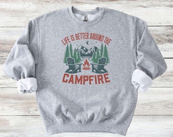 Hiking Camping Sweatshirt - Campfire Sweater - Outdoors Available in T-Shirt