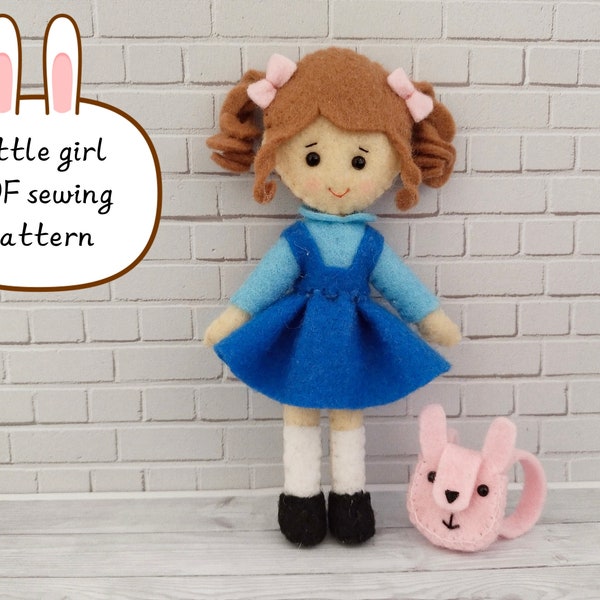 Felt doll, PDF pattern and tutorial Little girl felt doll