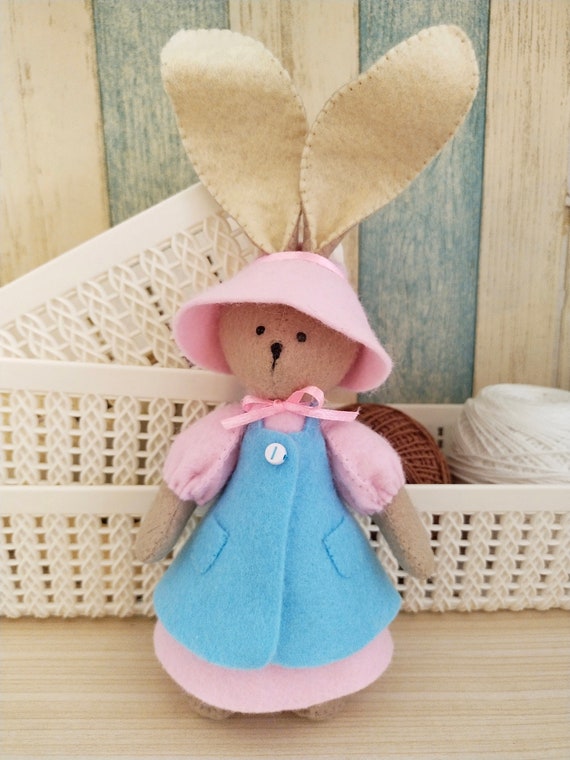 felt bunny in blue dress Rabbit Couple Doll: Sewing Pattern & Tutorial (PDF) icon-designed-in-the-uk Women's Ruched Poplin Shirt Size:small All products are made