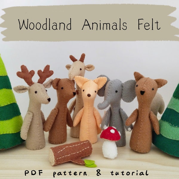 Woodland Animals felt PDF pattern and tutorial